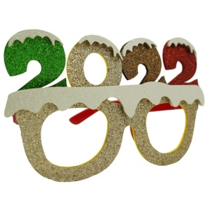 Ochelari petrecere de Revelion, 2022, Bej, din Plastic si Poliester, Flippy - Img 1