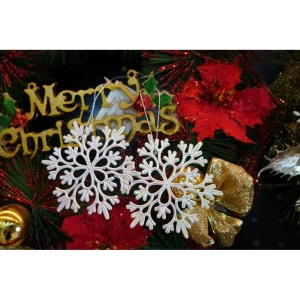 Ornament brad de Craciun, Perlat, in forma de Fulg de nea, 10 cm x 10 cm, Plastic, Flippy - Img 8