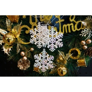 Ornament brad de Craciun, Perlat, in forma de Fulg de nea, 8 cm x 8 cm, Plastic, Flippy - Img 8