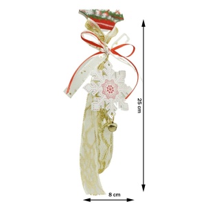 Ornament de brad fulg de nea, Flippy, alb, lemn, 25 cm - Img 4