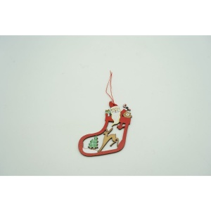 Ornament de brad Mos Craciun cu cerb, Flippy, multicolor, lemn, 10 cm - Img 4