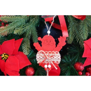 Ornament de brad Mos Craciun, Flippy, rosu, lemn/textil, 36 cm - Img 4