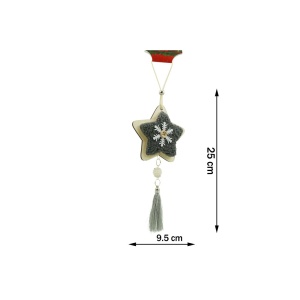 Ornament de brad stea, Flippy, negru, lemn/textil, 25 cm - Img 3