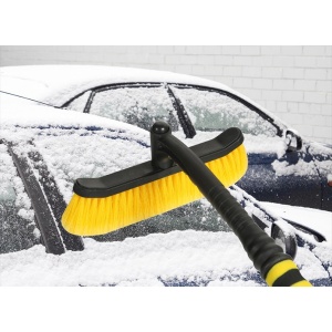 Perie de Zapada cu Racleta pentru Masina, Flippy, Multifunctionala, Rotativa, Demontabila, cu Maner Antiderapant, Aluminiu, Plastic, Fragmentarea Ghetii de pe Parbriz, Solutia pentru Iarna, pentru Dezghetare, 54x10.5x27 cm, Galbena - Img 6