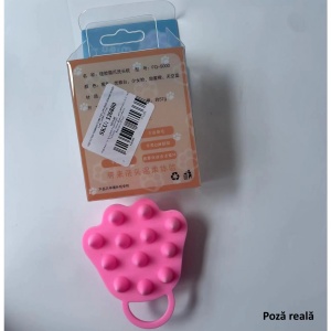 Perie pentru Masajul Scalpului, Perie pentru Sampon, Labuță de Pisică, Dimensiune 7x8 cm, Curatarea si Mentinerea Curata a Parului, Roz - Img 5