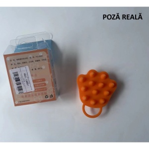 Perie pentru Masajul Scalpului, Perie pentru Sampon, Labuță de Pisică, Dimensiune 7x8 cm, Curatarea si Mentinerea Curata a Parului, Portocaliu - Img 4