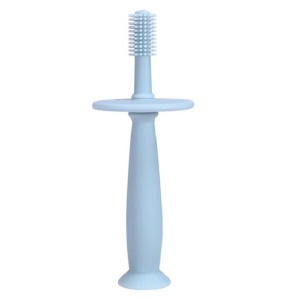 Periuta de Dinti din Silicon pentru Bebelusi, Flippy, fara BPA, 360 Grade, Bariera Anti-Inghitire, Maner Ergonomic, 12.5 x 15 cm, Albastru