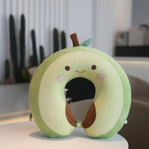 Perna de Calatorie in Forma de U, Flippy, Pentru Gat si Cap, Umplutura din Spuma cu Memorie, 30x30 cm, Model Avocado, Accesoriu de Voiaj, Birou, Masina, Sistem Prindere Capse, Verde - Img 5