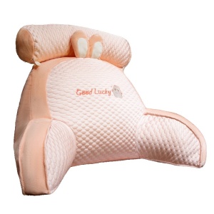 Perna Multifunctionala, Flippy, Spatar pentru Pat, Protectie Lombara, Marime Medie, 60 x 40 cm, din Plus, Model Iepure, Roz - Img 1