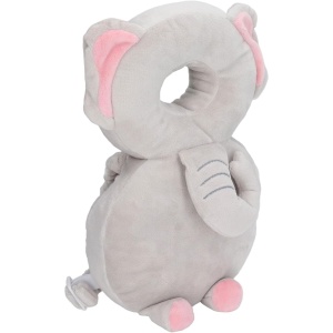 Perna tip Rucsac pentru Protectia Capului, Flippy, Tetiera tip Elefant de Plus, pentru Bebelusi, 33x6x19 cm, 180 g, Gri - Img 8