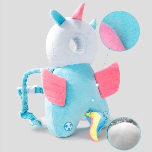 Perna tip Rucsac pentru Protectia Capului, Flippy, Tetiera tip Unicorn, pentru Bebelusi, 33x6x19 cm, 180 g, Albastru - Img 5