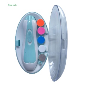 Pila Electrica Unghii pentru Bebelusi, Flippy, 6 Piese, 15 x 4.5 x 3 cm, Silentios, 0-3 Ani, 4 Trepte de Viteza, Albastru - Img 2
