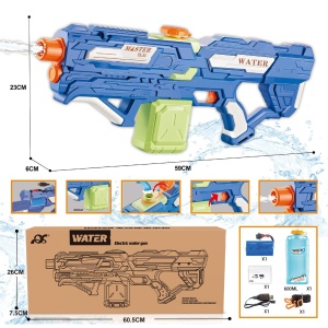 Pistol cu Apa pentru Copii, Rezervor 600ml, Flippy, 14ani+, cu baterie 1500mAh, Electric Burst, Albastru/Verde, 800ML - Img 9