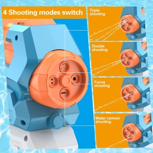 Pistol cu Apa pentru Copii, Rezervor, Pentru Piscina/Plaja, Flippy, 6ani+, Albastru, 4 duze, 900ML - Img 7