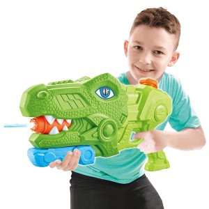 Pistol cu Apa pentru Copii, Rezervor, Pentru Piscina/Plaja, Flippy, 6ani+, Tiranozaur, 3 duze, Verde, 1440ML - Img 2