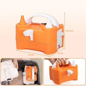 Pompa Electrica de Umflat Baloane, Flippy, cu Doua Iesiri, 220V, Putere 400W, Accesorii petrecere, Portocaliu - Img 2