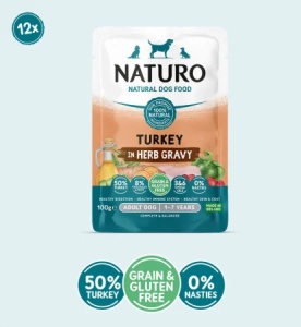 Pouch Naturo Dog Adult GrainGluten Free Curcan in Sos 100 Gr - Img 1