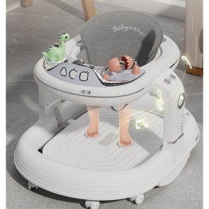 Premergator 4in1, Flippy, Antemergator, Balansoar, Scaun de Masa, Functie Muzicala, din ABS, Roti Universale, Inaltime Reglabila, Sistem Antirasturnare, Greutate Portanta 25 kg, +6 Luni, Alb - Img 5