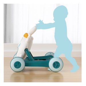 Premergator pentru copii Flippy, pliabil, viteza ajustabila, maner antialunecare, cu lumini si muzica, 46 x 57 cm, loc depozitare jucarii, inaltime ajustabila, albastru - Img 3