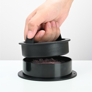 Presa dubla pentru hamburgeri 2 in 1, forma si presa, doua dimensiuni, cu maner, usor de curatat si folosit, material ABS, 100 de foi hartie de copt incluse, 13x13.5x7 cm, fara lipire, neagra - Img 9