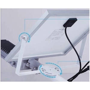 Proiector LED pentru stalp, casa, perete cu suport metalic inclus, Flippy, 38,5 cm x 14,2 cm, Rezistent la Apa IP65, cu Panou Solar, 240 COB LED, 100 W, Senzor de lumina, Timer, cu Telecomanda, intensitate reglabila, kit montaj inclus, Lumina Rece - Img 5