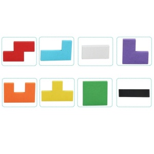 Puzzle Montessori, Flippy, din Lemn, Tip Tetris, +36 Luni, Forme Neregulate, 40 Piese, 26.5 x 17.7 cm, Multicolor - Img 2