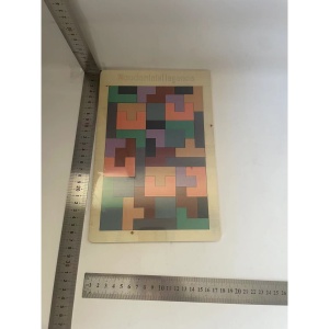 Puzzle Montessori, Flippy, din Lemn, Tip Tetris, +36 Luni, Forme Neregulate, 40 Piese, 26.5 x 17.7 cm, Multicolor Pastelat - Img 5
