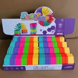 Puzzle pentru copii, Flippy, fidget loop, functie stivuire, bucle, decompresie, curcubeu, 20 cm - Img 5