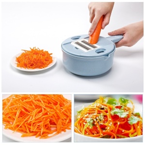 Razatoare multifunctionala Flippy pentru legume, fructe, branzeturi, 10 piese, 27.6x8 cm, albastru - Img 2