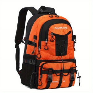 Rucsac Multifunctional de Alpinism, Flippy, Capacitate 36-55 L, de Calatorie, Impermeabil, Slot USB Incarcare Telefon, Bretele Reglabile, 52 x 34 x 19 cm, Portocaliu - Img 6