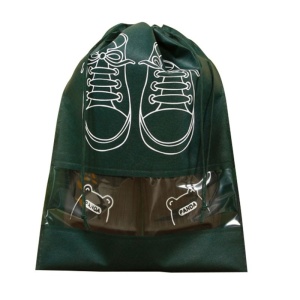 Sac depozitare incaltaminte, pentru voiaj sau depozitare, rezistent la praf, compatibil cu masina de spalat, 27 x 36 cm, verde inchis - Img 4