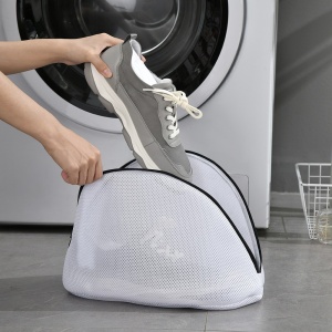 Sac pentru spalare si uscare incaltaminte Flippy, compatibil cu masina de spalat, material rezistent, 42 x 24 x 24 cm, alb - Img 5