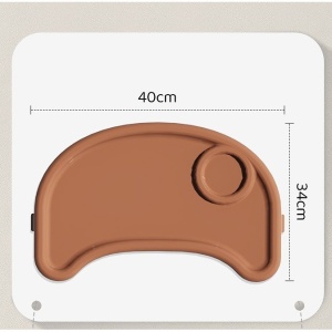 Scaun de masa pentru bebelusi si copii Flippy, cu roti, telescopic, pliabil, masuta reglabila, suport picioare, scaun invelis piele artificiala, centura siguranta, spatiu depozitare, 97 x 73 x 65 cm, maro - Img 9