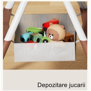 Scaun de masa pentru bebelusi si copii Flippy, cu roti, telescopic, pliabil, masuta reglabila, suport picioare, scaun invelis piele artificiala, centura siguranta, spatiu depozitare, 97 x 73 x 65 cm, roz - Img 5