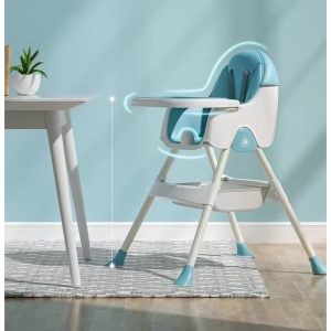 Scaun de Masa Pliabil 3in1, Flippy, Reglabil, Multifunctional, 3 Pozitii, Masuta si Husa Detasabile, Centura de Siguranta, Albastru - Img 3