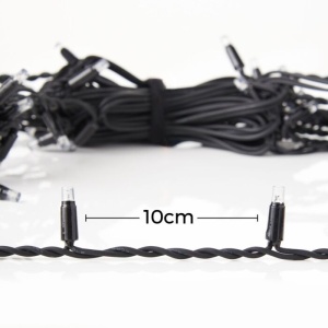 Sectiune Instalatie de Craciun Flippy® Tip Turturi, Franjuri cu Flash, IP65, Sectiune 3.8 m, 120 LED-uri, Interconectabila, Fir Negru, Alb Rece, Atentie! nu contine alimentator - Img 2