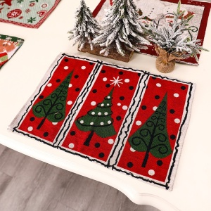 Servet de Masa, Flippy, Model Brazi de Craciun, Tematica Craciun, Prosop pentru Masa, 47x33 cm, Bumbac si Fibre Sintetice, Rosu - Img 3