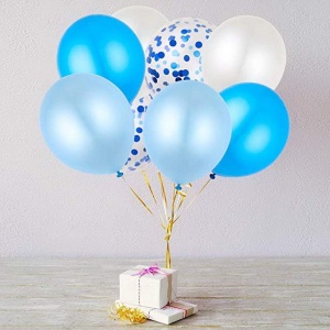 Set 10 Baloane din Latex, Flippy, Model Party Confetti, 5 x Confetti, 5 x Albastru, 25 cm, 2.2g - Img 5