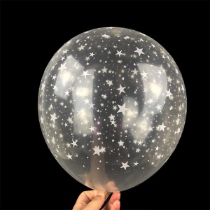 Set 10 Baloane din Latex Transparente, Flippy, Model Party, 30 cm, Stelute Albe, 2.8 g - Img 10