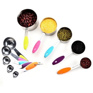 Set 10 Piese de Masurare, Flippy, 5 Linguri Gradate + 5 Cesti Gradate, Otel Inoxidabil + Silicon, 19 x 8 x 9 cm, Multicolor - Img 6