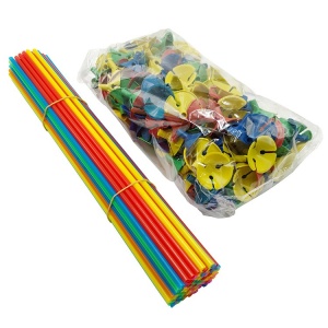 Set 100 Bete cu Rozete pentru Baloane, Flippy, Suporturi de plastic, Usor de instalat, Reutilizabil, Pentru aniversare, Nunta, Ziua de Nastere, Decorar, 40 cm, Multicolore - Img 1