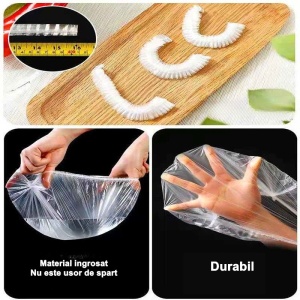 Set 100 Folie de Protectie Elastica pentru Alimente si Boluri Flippy, material plastic, prospetime, diametrul 12 - 40 cm - Img 5