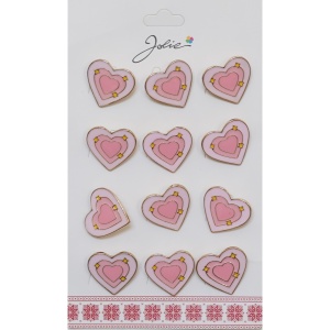 Set 12 Brose Martisor pentru Copii Inima in Inima Roz cu Stelute