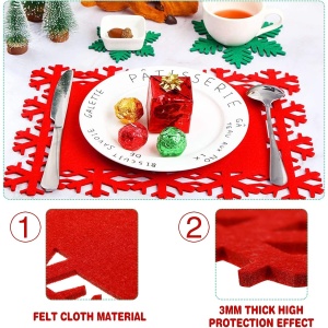 Set 12 Servete pentru Masa si Suporturi de Pahare/Tacamuri, Flippy, 4 Servete 25x35 cm, 4 Suporturi de 13x15 cm, 4 Suporturi de 9.3x10.5 cm, Verde-Rosu - Img 6