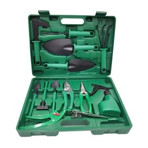 Set 12 Unelte de Gradina, Flippy, pentru Plantare Prelucrare Sol si Ingrijire Plante, Material PVC si Otel, Cutie Inclusa, 38 x 29 cm, Verde Deschis - Img 1
