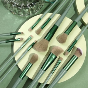 Set 13 pensule pentru machiaj, Flippy, super soft, makeup profesional/incepatori, verde - Img 3