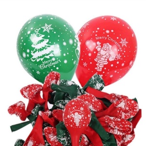 Set 16 Baloane din Latex, Flippy, Model Merry Christmas, Tematica Craciun, 25 cm, Verde Rosu - Img 7
