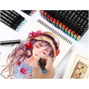 Set 168 Markere Duble, Flippy, pe Baza de Alcool, Geanta Impermeabila Inclusa, Culori Numerotate, 23 x 16 x 20 cm, Multicolor - Img 3