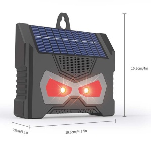 Set 2 Aparate Solare LED cu Ultrasunete, Flippy, Repelent pentru Animale Mari si Mici, Lumina Rosie si Alba, Anti Rozatoare, Anti Insecte, Frecventa 9-36KHZ, 10.2 x 10.6 x 2.8 cm, Negru - Img 8