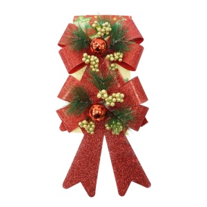 Set 2 fundite pentru brad, Rosii, decorate, cu sclipici, 14 x 19 cm, din poliester, Flippy - Img 1
